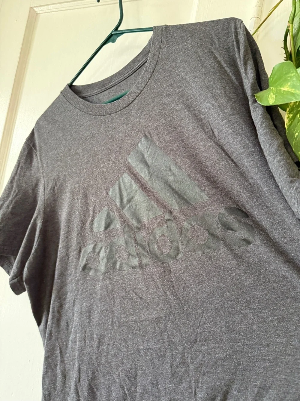 adidas Men's Charcoal Black Logo Short Sleeve Tee amplifier tee